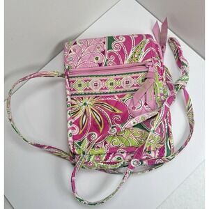 Vera Bradley Crossbody Purse Petal Pink Quilted‎ Cotton Floral Paisley Cottage